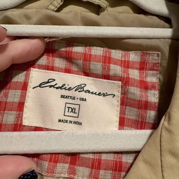Eddie Bauer Tan Trench Coat Size XL Tall - Picture 4 of 5